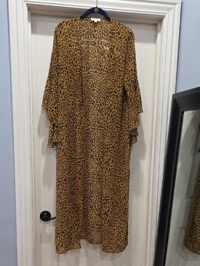 Umgee Leopard Print Long Cardigan Duster